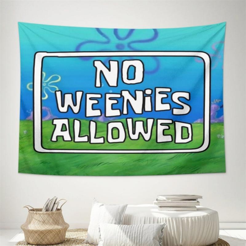 No Weenies Allowed Tapestry Preppy Cute Tapestries Aesthetic Wall Hanging Banner For Teen Girl College Dorm Bedroom Living Room Party